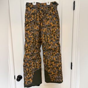 Patagonia Kids Ski / Snowboarding Pants - Orange, Gray, Green Camouflage